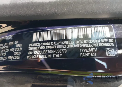 2016 Jeep Renegade 75Th Anniversary z USA, uszkodzony, nr VIN ZACCJBBT0GPC88779